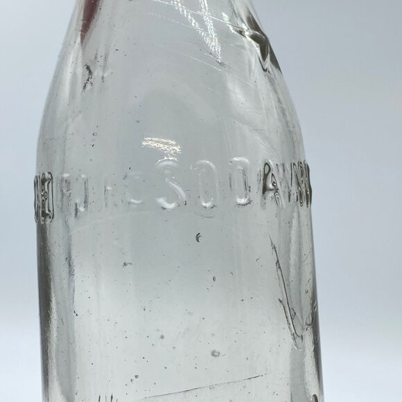 Vintage Embossed Clear Glass Bottle Armory Bottling Works Soda Water Star 6.5 Oz - Picture 14 of 16